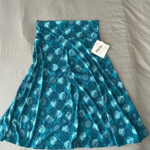 LuLaRoe Teal Floral Azure A-Line Skirt